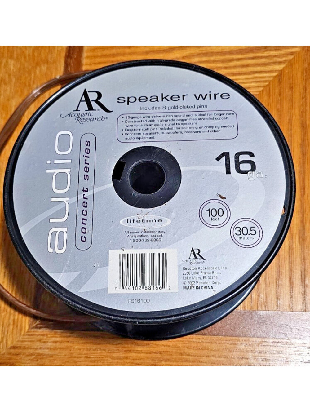 Acoustic Research Concert Series 16GA Gauge 20/ft Audio Speaker Wire 8 Gold Pins